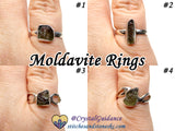 Moldavite Raw Ring Sterling Silver