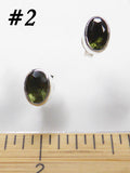 Moldavite Stud Earrings Sterling Silver