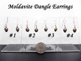 Moldavite Dangle Earrings Sterling Silver