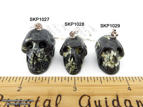 Chinese Writing Stone Crystal Skull Pendant (Free Shipping)