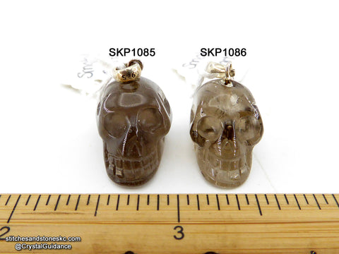 Smoky Quartz Crystal Skull Pendant (Free Shipping)