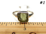 Moldavite Raw Ring Sterling Silver