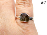 Moldavite Raw Ring Sterling Silver